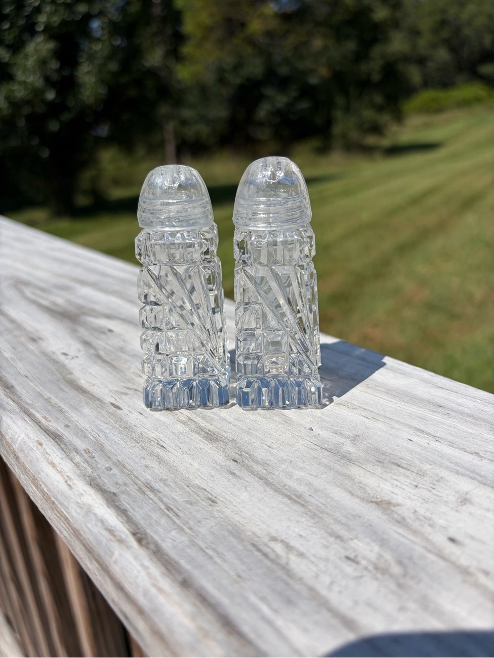 Vintage Lead Crystal Glass Salt & Pepper Shakers Western Germany